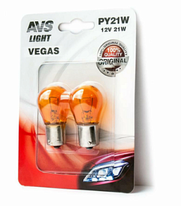 Лампа AVS Vegas в блистере 12V. PY21W(BAU15S)"orange" смещ.штифт 2шт.