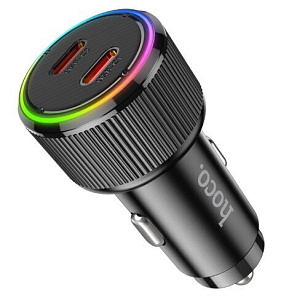 Устройство зарядное а/м на Type-C/Type-C HOCO NZ14B Guerrero PD50W (2C) 