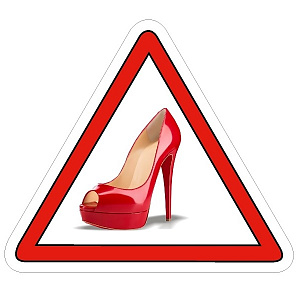 Наклейка Лабутен, винил, белый фон, 12*12см