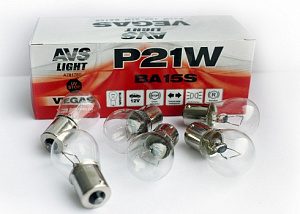 Лампа P21W (BA15s) 12V red  AVS Vegas