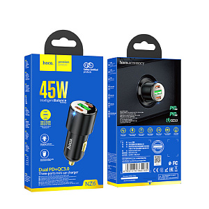 Устройство зарядное а/м универсальное HOCO NZ6 2USB-С и 1USB