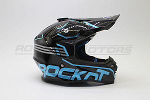 Шлем кроссовый ROCKOT RM-216 Wave (S,M,L) (черный/синий глянцевый)