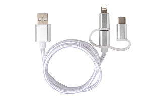Кабель 3в1, MicroUSB, USB, Type-C, Lightning в оплетке