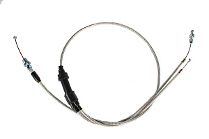 Трос газа TTR250 прямой двойной с металлической оплетке 1320мм для карбюраторов с ускорителем
