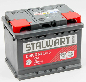 Аккумулятор STALWART Drive 6CT-60.0 60Ач (обратная полярность) 12В 500А 242*175*190