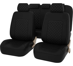 Авточехлы PSV Elegant Next черный/серый ромб+экокожа