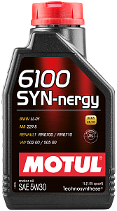 MOTUL 6100 Syn-Nergy + 5W-30 A3/B4, SL, VW 502.00/505.00 (синт) 1л  масло моторное