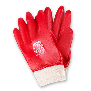 Перчатки ПВХ полный облив МБС (красные, резиновая манжета) AVS 