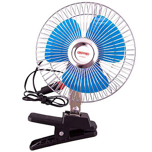 Вентилятор 12V 8" на клипсе пластик SKYWAY