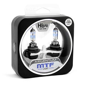 Набор ламп HB4/9006  55W 12V 3300K 1568 Lm  Argentum+130%  MTF (2шт)