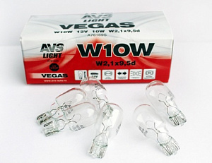 Лампа W10W 12V (W2,1*9,5d)  AVS Vegas
