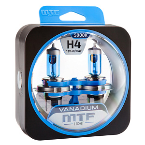 Набор ламп H4  60/55W 12V 5000K Vanadium  MTF (2шт)