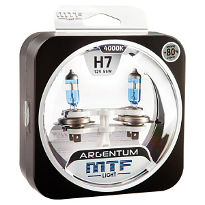 Набор ламп H7  55W 12V 4000K Argentum+80%  MTF (2шт)