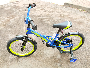 Велосипед 18" Tech Team Quattro + поддерж. колеса (синий) 