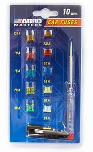 Набор предохранителей с индикаторной отверткой (мини, микро) ABRO