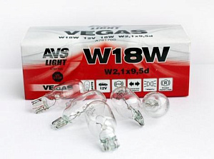 Лампа W18W (W2.1*9.5d) 12V  AVS