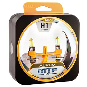 Набор ламп H1  55W 12V 3000K Aurum  MTF (2шт)