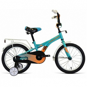 Велосипед 16" Forward CROCKY +поддерживающие колеса (бирюзовый-оранжевый)