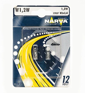 Лампа W1.2W 12V (W2*4.6d) NARVA (блистер 2шт)