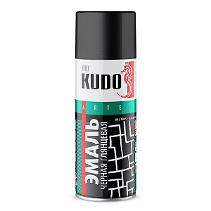 Краска-спрей Черная глянцевая 520мл универсальная KUDO (12)
