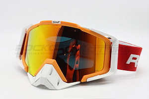 Очки кроссовые ROCKOT RM-323 (оранжевый-белый/оранжевая, REVO Light, Anti-Scratch/Anti-Fog)