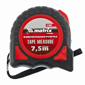Рулетка  7,5м*25мм MATRIX Strong обрезиненный корпус