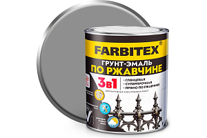 Грунт-эмаль по ржавчине 3в1 серый  0,8кг FARBITEX