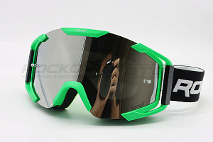Очки кроссовые ROCKOT RM-378 (зеленый/серебристая, REVO Light, Anti-Scratch)