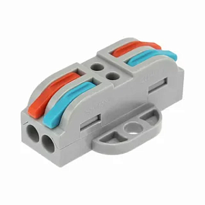 Клемма соединительная, проходная 2 полюса, монтажная площадка 0,08-4мм, серая