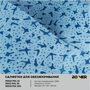 Салфетка для обезжиривания W POL 30 синие 32*36 BOOMER (30) 