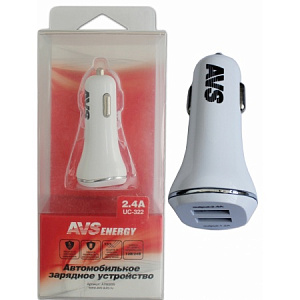 Устройство зарядное а/м универсальное 2USB (2,4A)  AVS