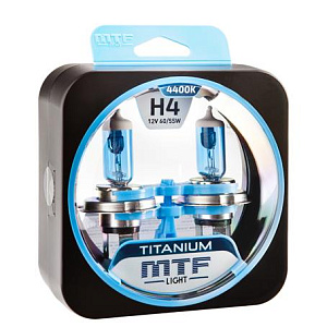 Набор ламп H4  60/55W 12V 4400K Titanium  MTF (2шт)