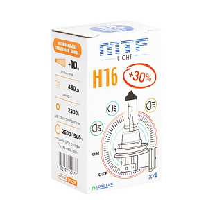 Лампа H16  19W 12V 2300K Standart+30%  MTF