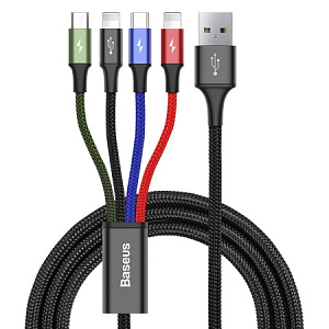 Кабель USB+MicroUSB+Type-C+2 Lightning 3.5A 1.2м BASEUS