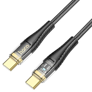 Кабель USB-C HOCO U121 Gold Type-C - Type-C, 3A, 60W, 1.2 м, черный