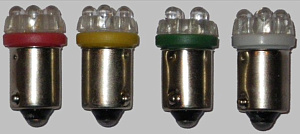 Лампа 12V цоколь 4 диода T10BA9S-04 красный