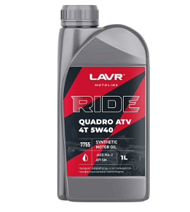LAVR MOTO Ride QUADRO 4T 5W-40 1л (синт) SM масло моторное