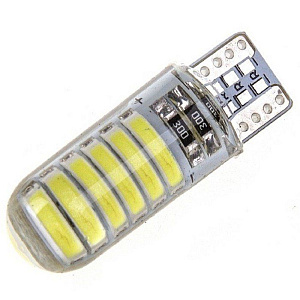 Лампа без цоколя 12 диодов в силиконе T10 белый