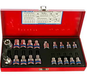 Набор головок TORX  Е6-Е20Т10-Т55 1/2"3/8" 20пр, KING TONY