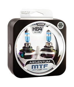 Набор ламп HB4/9006  55W 12V 4000K Argentum+80%  MTF