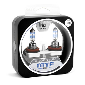 Набор ламп H8  35W 12V 3500K Argentum+130%  MTF (2шт)
