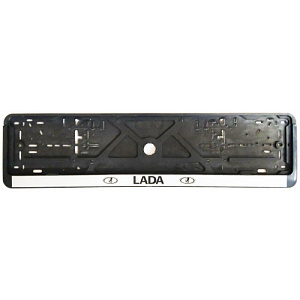Рамка номерного знака с нижней защелкой черная/серебро LADA
