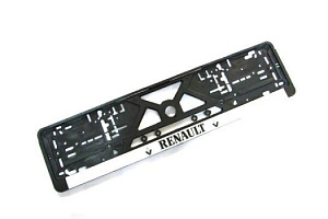 Рамка номерного знака с нижней защелкой черная/серебро RENAULT