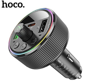 Модулятор FM 2USB/1Type-C черный HOCO E82 Guerrero PD30W+QC3.0