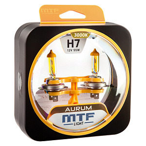 Набор ламп H7  55W 12V 3000K Aurum  MTF (2шт)