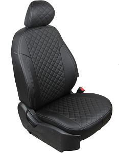 Авточехлы Nissan Almera спл. 2012-... черный экокожа Жаккард ПЕТРОВ-АВТО (OZ)