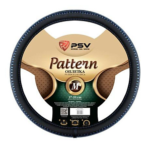 Оплетка  руля PSV PATTERN черный/отстр. синяя M
