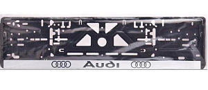 Рамка номерного знака с нижней защелкой черная/серебро AUDI