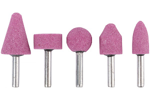 Шарошки абразивные для фигурных отверстий по металлу 5 шт (большие розовые)