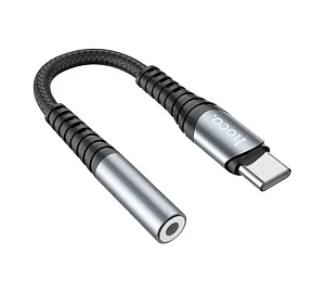 Переходник HOCO LS33, Type-C - Jack 3,5, серый металлик